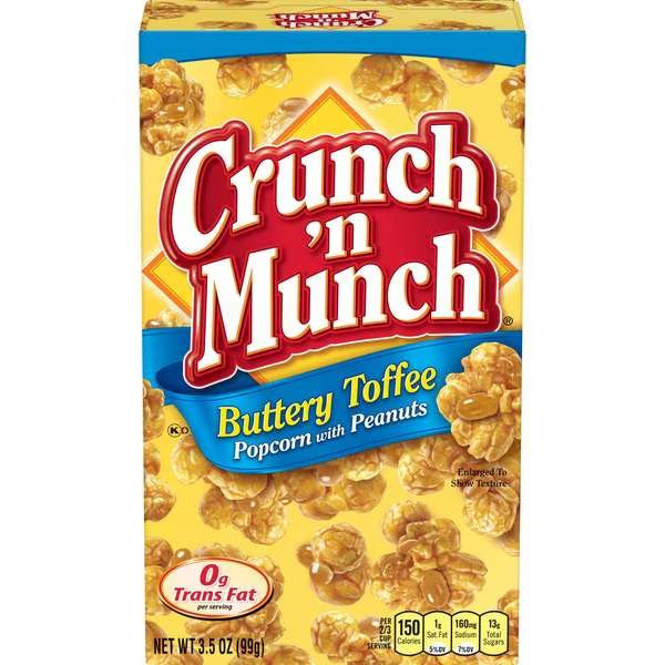 Crunch N Munch Buttery Toffee Popcorn With Peanuts, PK12, Crunch N Munch, Mfr#: 6414410625